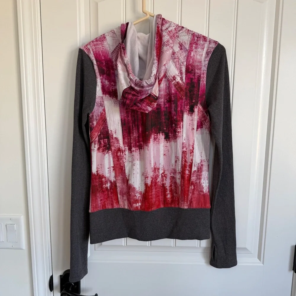 Alo Yoga Full Zip Hoodie Jacket Airbrush Desert Sunset Pink Gray Women's small‎